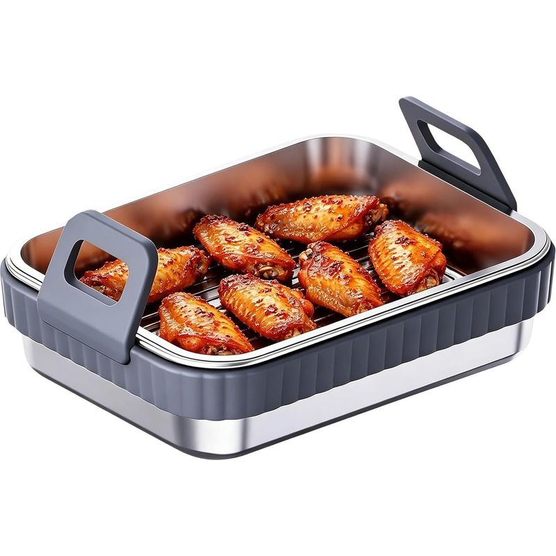 Kochplatte Für Heißluftfritteuse – Grillplatte Mit Silikongriff, Ideal Zum Grillen Und Zubereiten