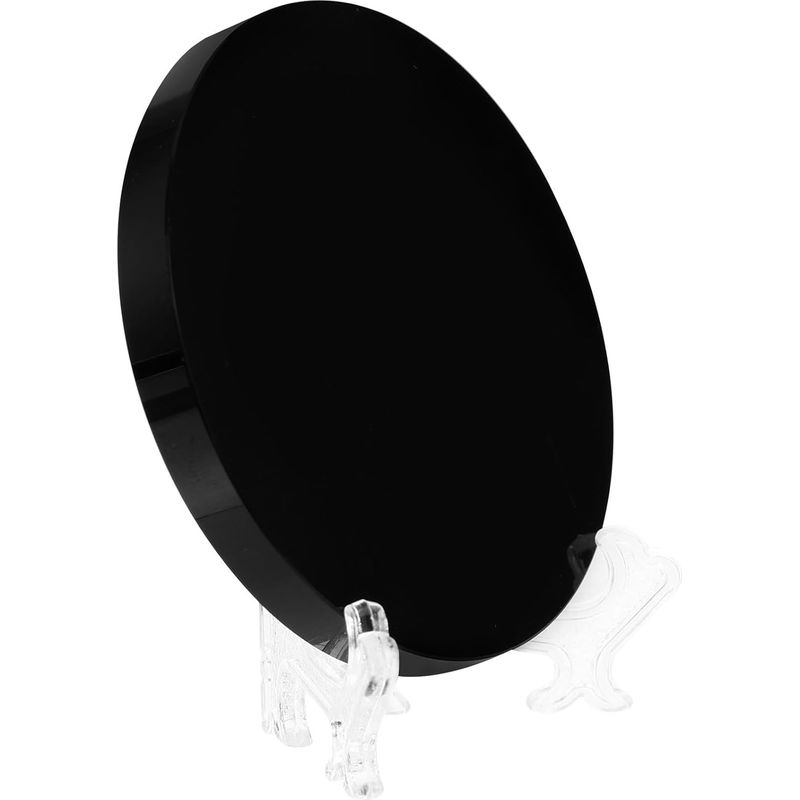 Runder Schwarzer Obsidianstein Mit Stabilem Acrylständer