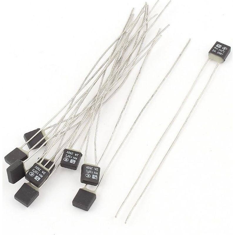 Sourcing Map 10 Stück Neue Rh 130°c 250v 2a Doppelkabel-thermosicherung Schwarz