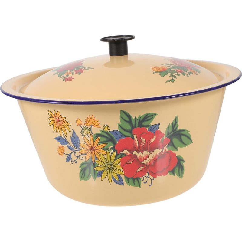 Emaillierter Topf Mit Deckel, Großes Fassungsvermögen, Schnelles Aufheizen, Ergonomisches Design, Stilvoll