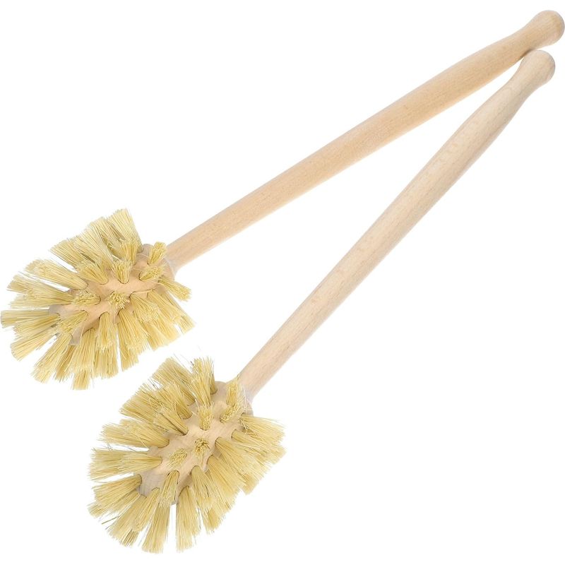 Set Mit 2 Wc-reinigungsbürsten Mit Holzgriffen Und Flexiblen Sisalborsten, Eine Bürstentiefe Für Das Badezimmer