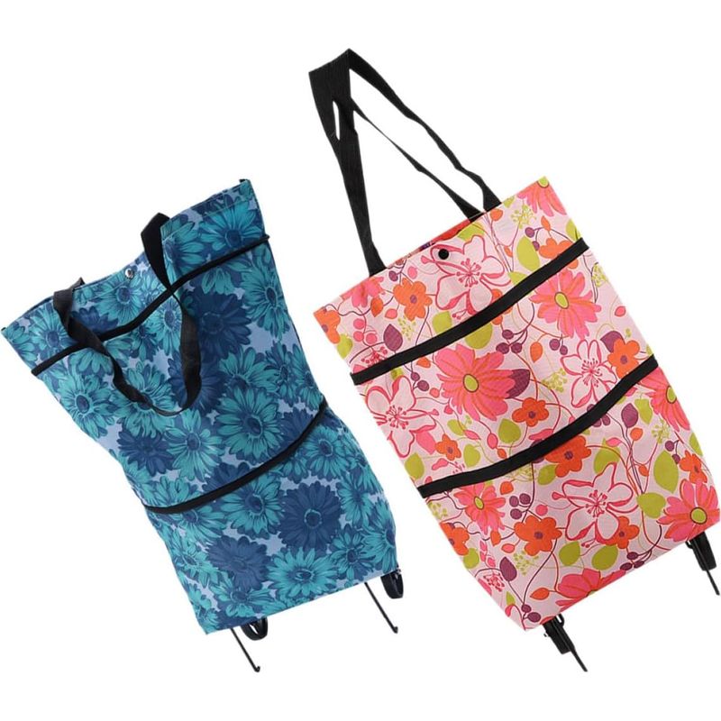 Faltbare Einkaufstaschen Mit Rollen. Große Tasche Aus Robustem Oxford-gewebe, Ideal Für Den Täglichen Gebrauch.