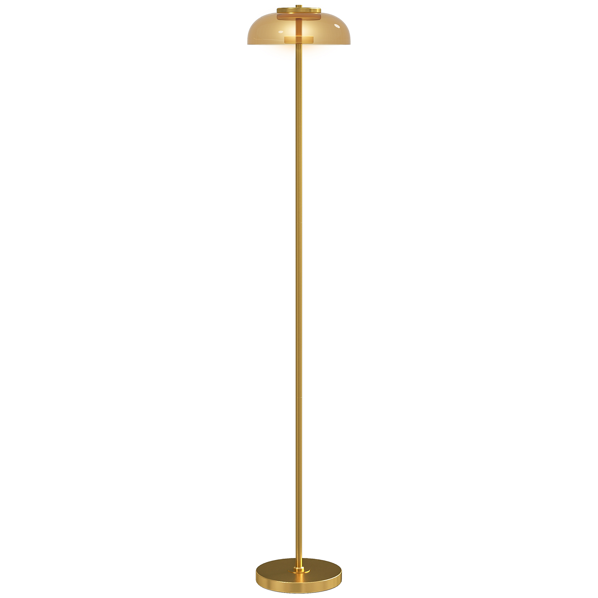 Stehlampe Fürs Wohnzimmer, Led-wohnzimmerleuchte Mit Warmweißem 3000k-licht Und Fußschalter, Ø25x134cm, Messingfarben