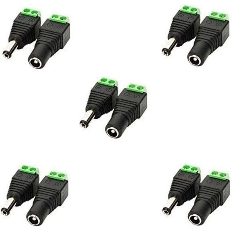 10er-packung Dc-adapter (5,5 Mm X 2,1 Mm Stecker Und Buchse) Für 12-v-led-streifen Von Überwachungskameras (5–24 V).