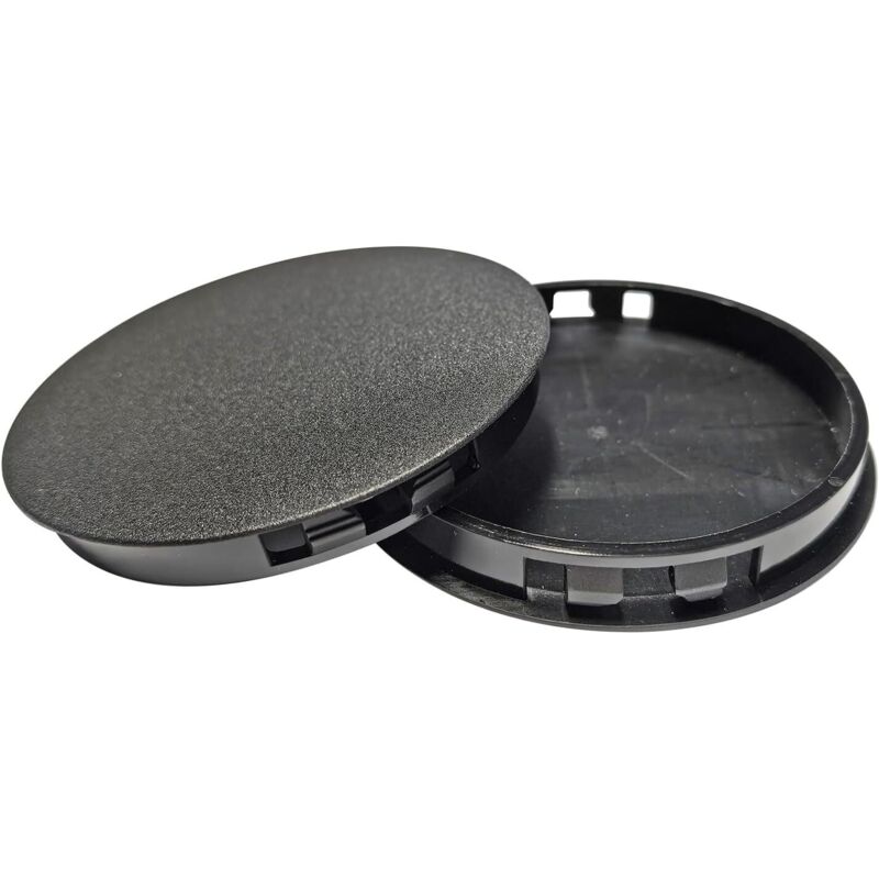 Set Mit 2 Kunststoff-knopfstopfen – 100 Mm – Runde Clip-aufsatzkappen Für Möbelbohrungen – Für Schränke, Schreibtische, Tische, Stühle, Kleiderschränke – Schwarz