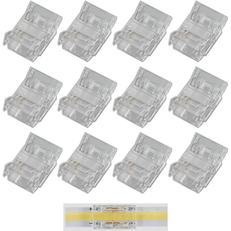 12 Stück 3-polige 10-mm-cob-led-streifenverbinder, Transparente, Lückenlose Verbinder, 3-poliges Verbinderset