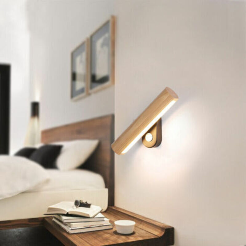 Kreative Japanische Led-wandleuchte, Moderne Drehbare Nordische Nachttischlampe Aus Massivholz, Geeignet Für Arbeitszimmer, Wohnzimmer, Als Tv-hintergrund Sowie Für Zuhause, Villa, Bar Oder Restaurant