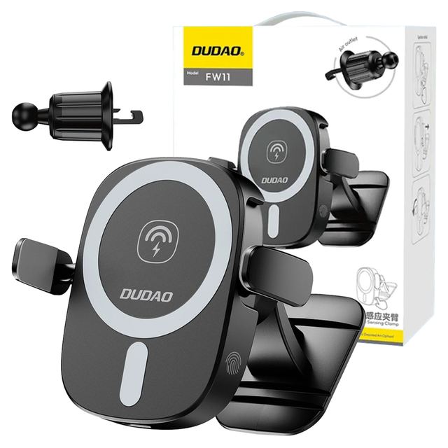 Dudao FW11 Car Phone Holder with 15W Inductive Charger for Air Vent/Cockpit - Black