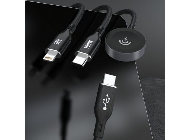 Dudao Apple Watch A12Max+ PD 100W 3in1 Charger Cable: USB-C Lightning 1.2m - Black