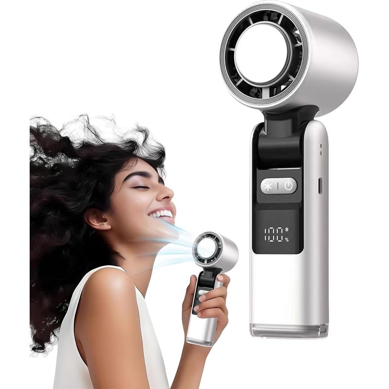 Tragbarer Handventilator, Kleiner Tischventilator Mit Led-anzeige, Wiederaufladbar, Faltbar – Ideal Für Camping, Strand, Reisen Und Outdoor-aktivitäten.