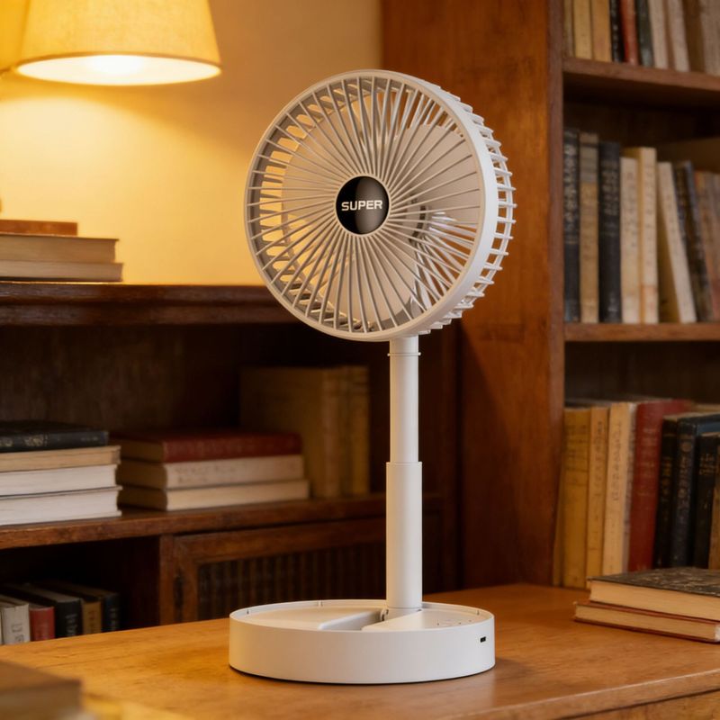 17 Cm Großer, Faltbarer Ventilator – Usb-aufladbar, 1000 Mah – 3 Geschwindigkeitsstufen – 180° Verstellbarer Winkel – Ideal Für Büro Und Camping