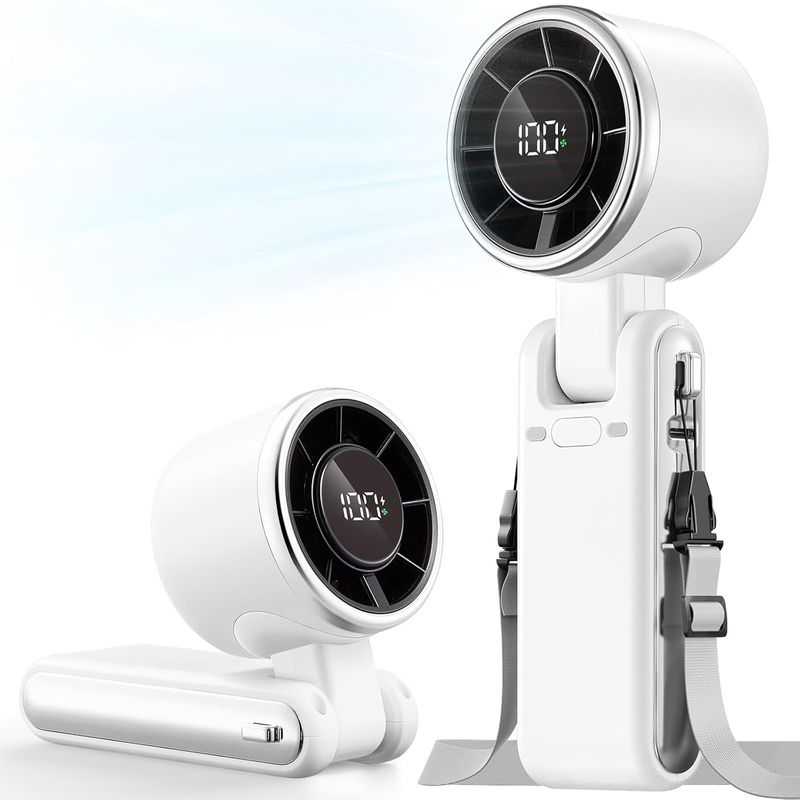 Tragbarer Turboventilator – 5 Geschwindigkeitsstufen, 3600 Mah Akku, Wiederaufladbarer Mini-handventilator, Kühlgebläse, Ideal Für Reisen, Strandurlaub Und Als Geschenk