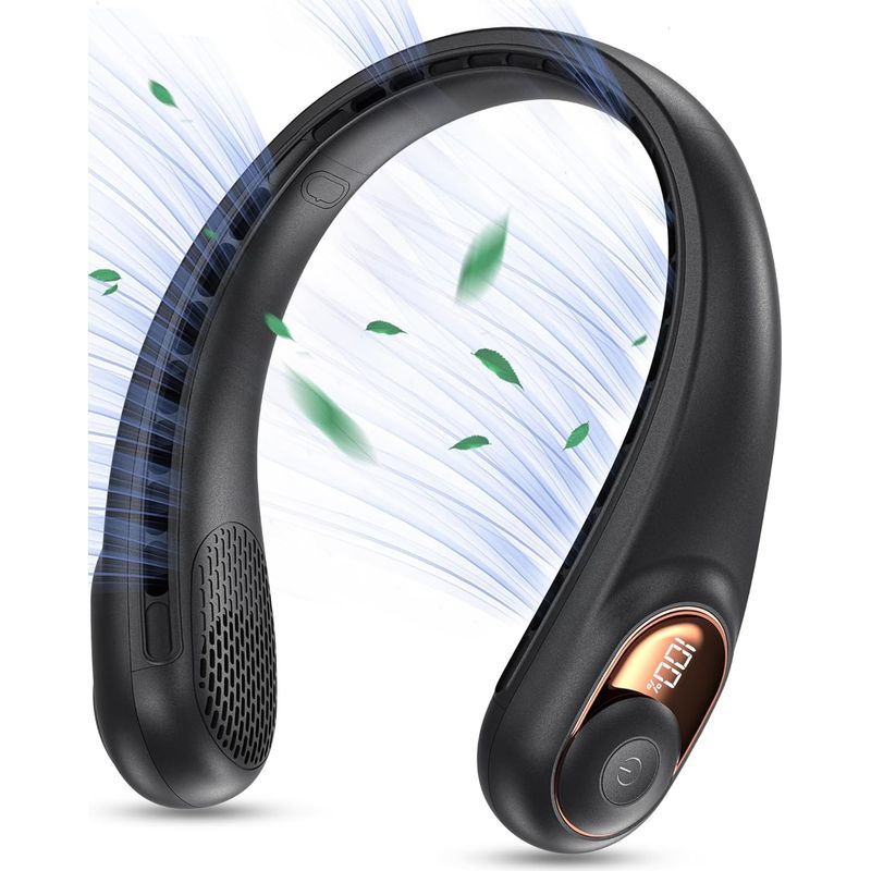 Tragbarer, Klingenloser Nackenventilator – 360°-luftstrom – Superleise – 3 Geschwindigkeitsstufen – 5200 Mah – Verbesserte Kühlleistung – Usb-aufladbarer, Freihändiger Ventilator