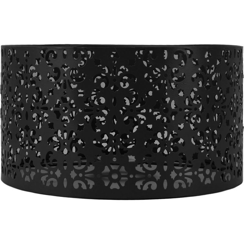 Dekorativer Lampenschirm Aus Schwarzem Metall Mit Blumenmuster – Kompatibel Mit E27/e14-leuchtmitteln Für Steh-, Tisch- Und Wandlampen – Durchmesser 22 Cm, 650 G
