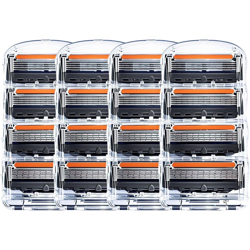Elektrischer Herrenrasierer – 5-klingen-handrasierer, Kompatibel Mit Orange/schwarzen Systemen – 4 Klingen (16 Klingen) – Für Präzise Und Sanfte Haarentfernung