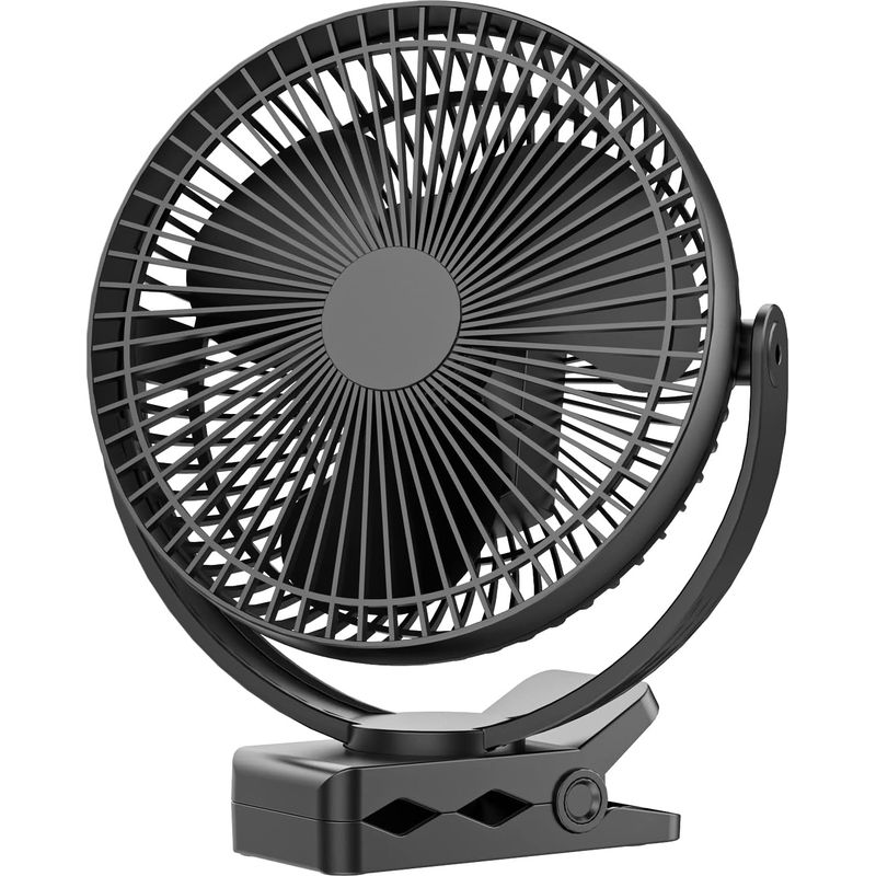 Tragbarer Clip-ventilator, Wiederaufladbar, 20 Cm Kleiner Tischventilator – 10.000 Mah Akku, 4 Geschwindigkeitsstufen, 360°-drehung, Geeignet Für