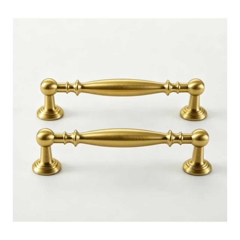 Set Aus 2 Vintage-schranktürgriffen Aus Messing Im Europäischen Stil – Vergoldete Schrankgriffe (französischer Stil „dezenter Luxus“) Aus Italienischem Messing Mit Satiniertem Finish
