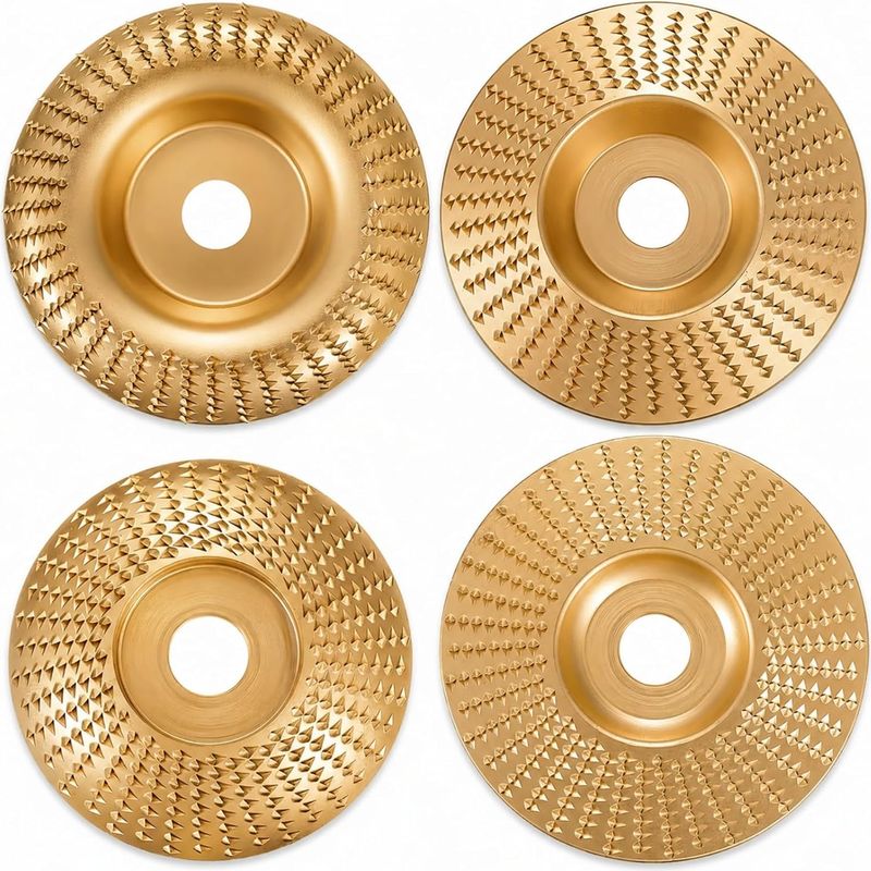 Set Mit 4 Holzschleifscheiben (für Winkelschleifer) — 22 Mm Bohrung — Verbesserte Polierscheibe — Robustes Set Zum Schnitzen Und Schleifen