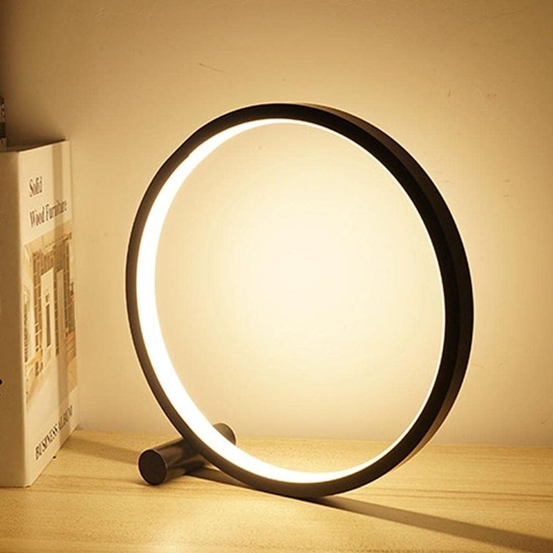 Moderne Runde 5w Led-tischleuchte Aus Aluminium Mit Touch-schalter Zum Lesen Im Schlafzimmer, Minimalistische Runde Nachttischlampe (farbe: Weiß)