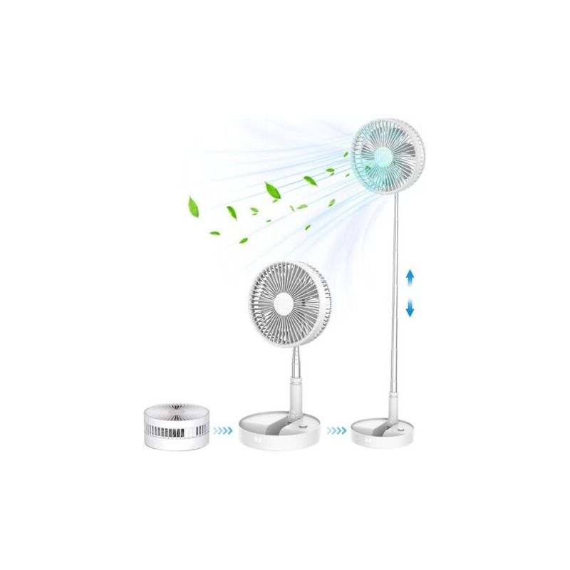 9-zoll-standventilator, Geräuscharm Und Faltbar – 4 Geschwindigkeitsstufen – 5400 Mah Akku, Usb-aufladbar – Ideal Für Schlafzimmer Und Büro – Weiß