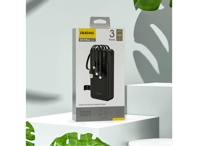 Dudao K11 Pro Powerbank with Built-in Cables Powerbank (Akku) - schwarz - 20000 mAh
