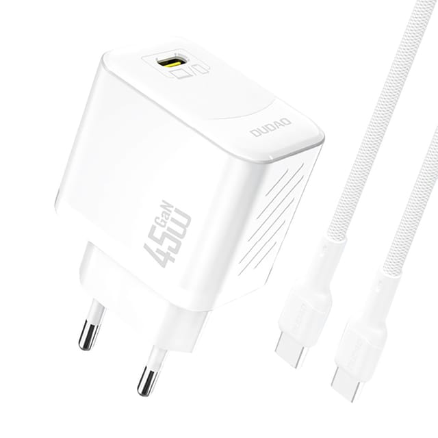Dudao A28C 45W GaN Wall Charger + USB-C Cable - White