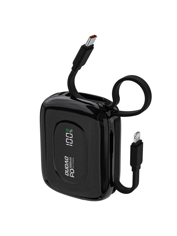 Dudao K32 Powerbank 22.5W 10000 mAh with Built-in USB-C/ Lightning Cable - Black Powerbank (Akku) - schwarz - 10000 mAh