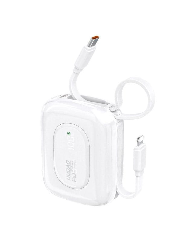 Dudao K32 22.5W 10000 mAh Powerbank with Built-in USB-C/ Lightning Cable - White Powerbank (Akku) - Weiß - 10000 mAh