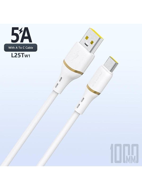 Dudao L25T USB-A - USB-C Silicone Cable 5A 1m - White