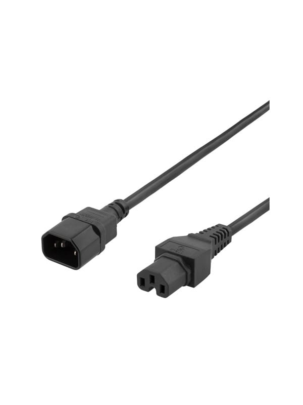 Deltaco - power extension cable - IEC 60320 C15 to IEC 60320 C14 - 50 cm