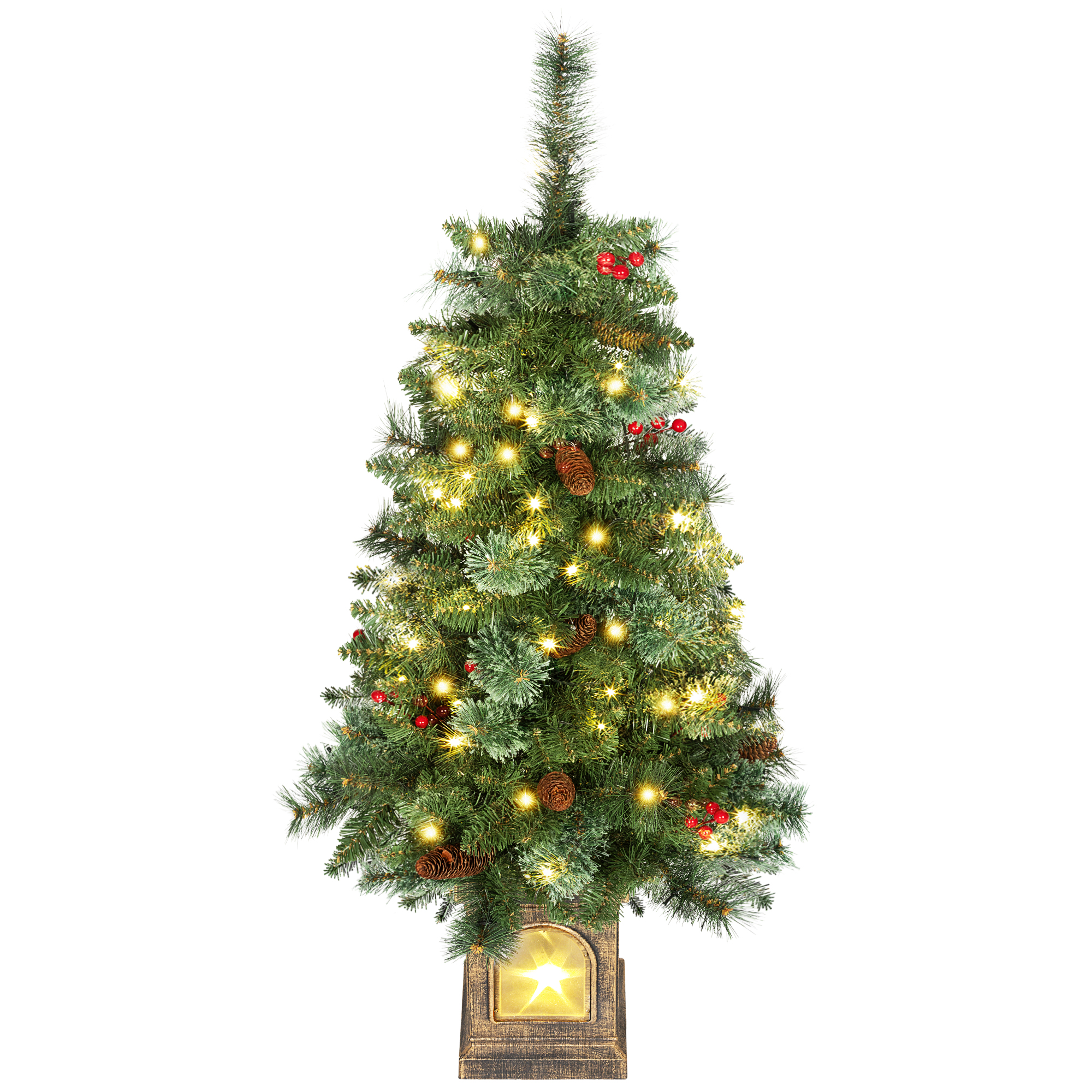 Künstlicher Weihnachtsbaum 120 Cm Tannenbaum Künstlich Mit 100 Led Beleuchtung, 8 Modi, 214 Spitzen