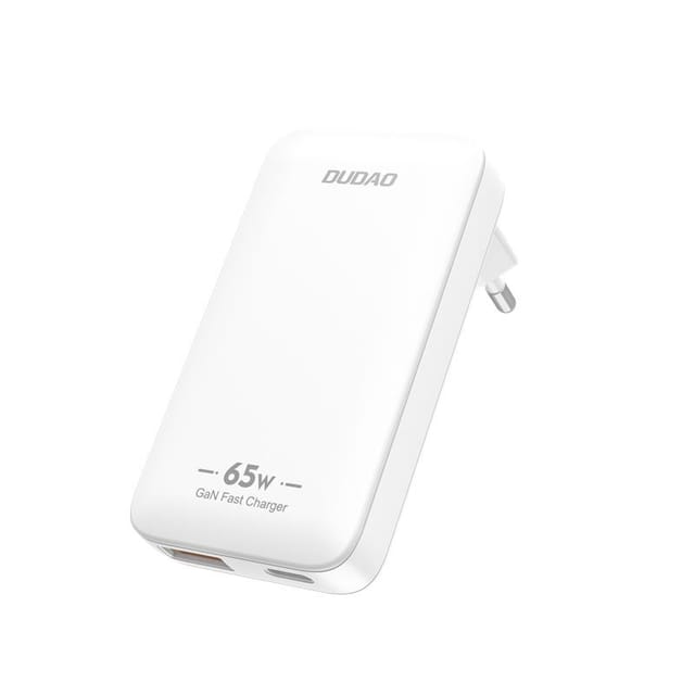 Dudao A65Q 65W GaN Travel Wall Charger USB-A / USB-C PD Ultra-Thin EU / US - White
