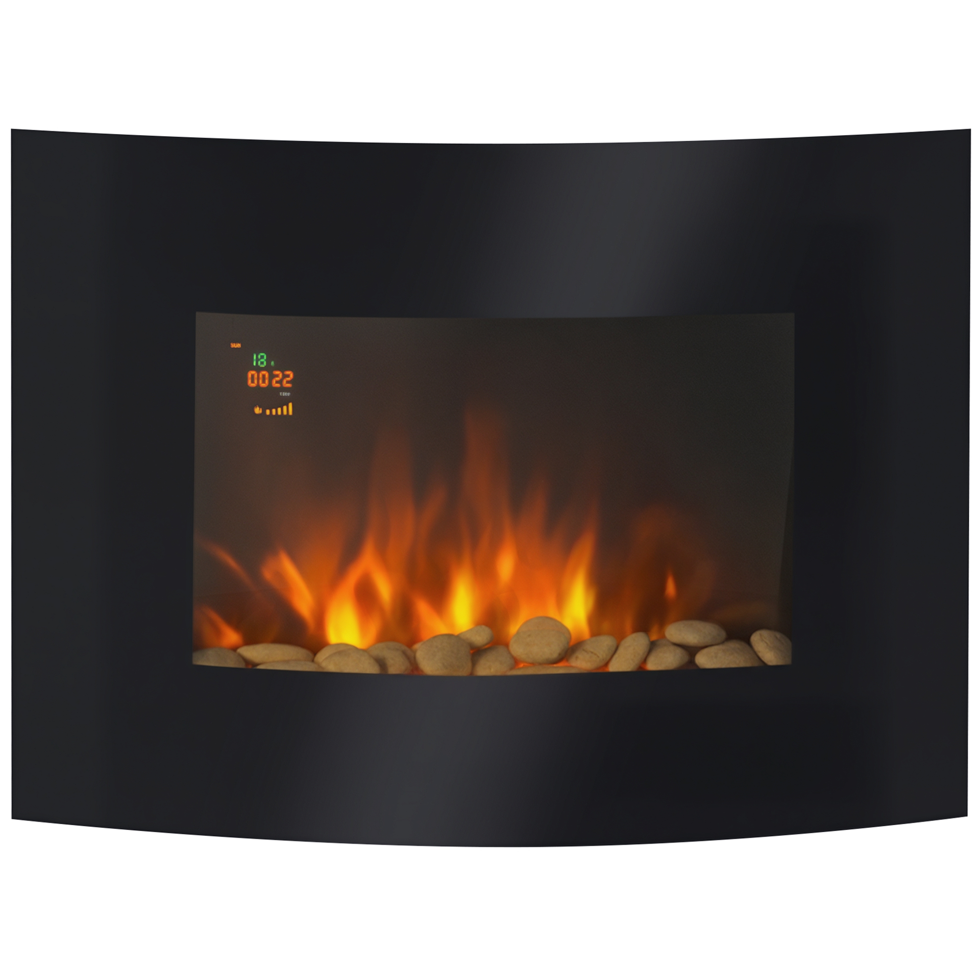 Elektrischer Wandkamin Mit Seitlicher Led-beleuchtung, Avantgardistischem Design, Led-anzeige Mit Fernbedienung Und Timer, 900/1800 W, Einstellbare Helligkeit, Schwarz