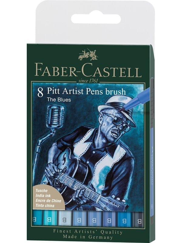 Faber-Castell Tuschest. Pitt Artist Pen Blues 8er