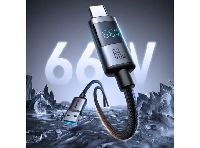 Joyroom S-A16 Pro Prism Series 66W USB-A - USB-C Cable with Display 1.2m - Black