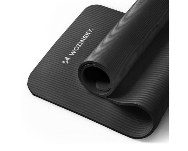 Wozinsky exercise mat 181 x 63 x 0.9 cm thick gymnastic yoga mat black