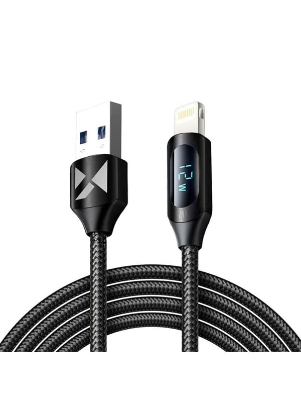 Wozinsky USB-A Cable - Lightning WUALC2 with LED Display 2.4A 2m - Black