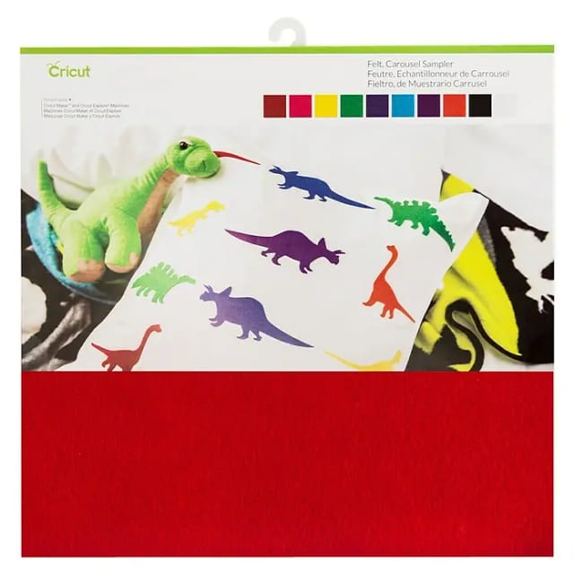Cricut - craft material - 305 x 305 mm - 10 sheets - red pink yellow green blue turquoise orange black white - felt