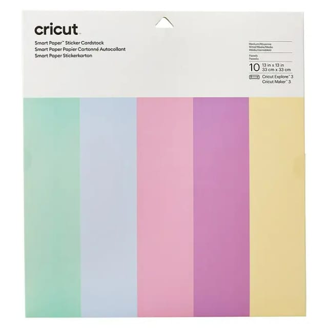 Cricut Smart Paper - sticker cardstock - 10 sheets - pastel mint pastel powder blue pastel petal pastel lilac pastel butter