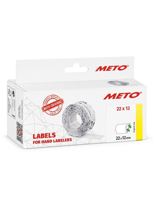METO Price labels 22x12 white remov.6 rls/1000