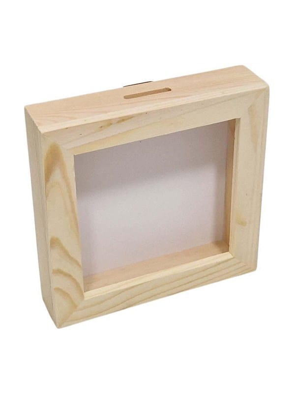 Playwood Wooden Money Box Plexiglass with White Back Small