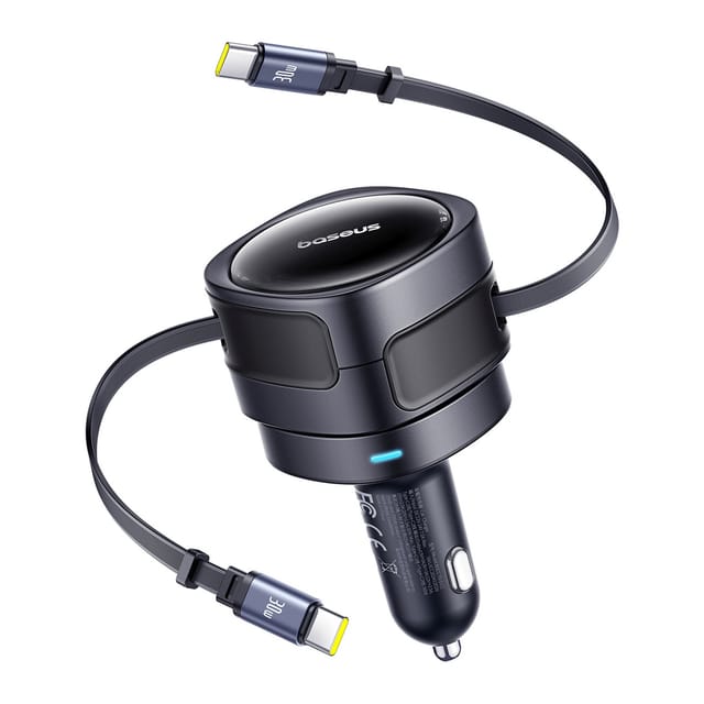 Baseus Enjoyment Max Car Charger with USB?C + USB?C Cables 60W - Black