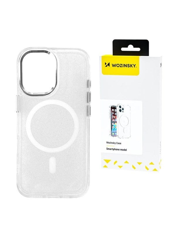 Wozinsky Glitter Case with Mag Safe for Samsung Galaxy S24 FE - Transparent with Glitter