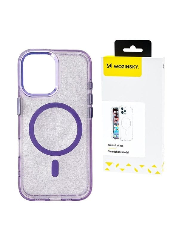 Wozinsky Glitter Case MagSafe for Samsung Galaxy S24 FE - Purple with Glitter