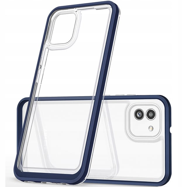 Hurtel Clear 3in1 Case for Samsung Galaxy A03 Silicone Cover with Frame Blue