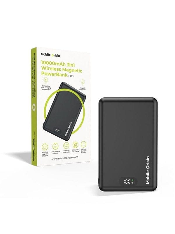 Mobile Origin PowerBank 10000mAh 3in1 Wireless Magnetic PowerBank PB8 Powerbank (Akku) - schwarz - 10000 mAh