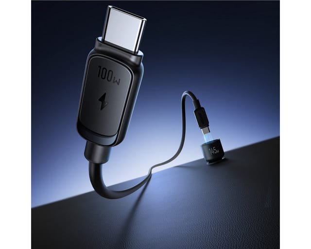 Joyroom JR-CCN07 145W Car Charger 2xUSB-C USB-A + 100W USB-C Cable - Dark Grey