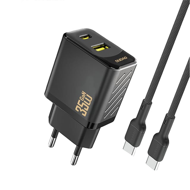 Dudao A27MaxCEU PD QC 35W USB-A USB-C wall charger with USB-C cable - black