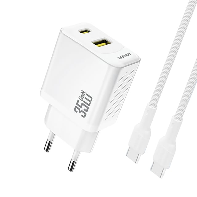 Dudao A27MaxCEU PD QC 35W USB-A USB-C wall charger with USB-C cable - white