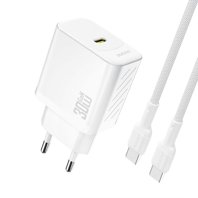 Dudao A27PCEU PD 30W GaN USB-C AC Charger with USB-C Cable - White